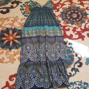 Blue sketch maxi dress 🌺final sale🌺